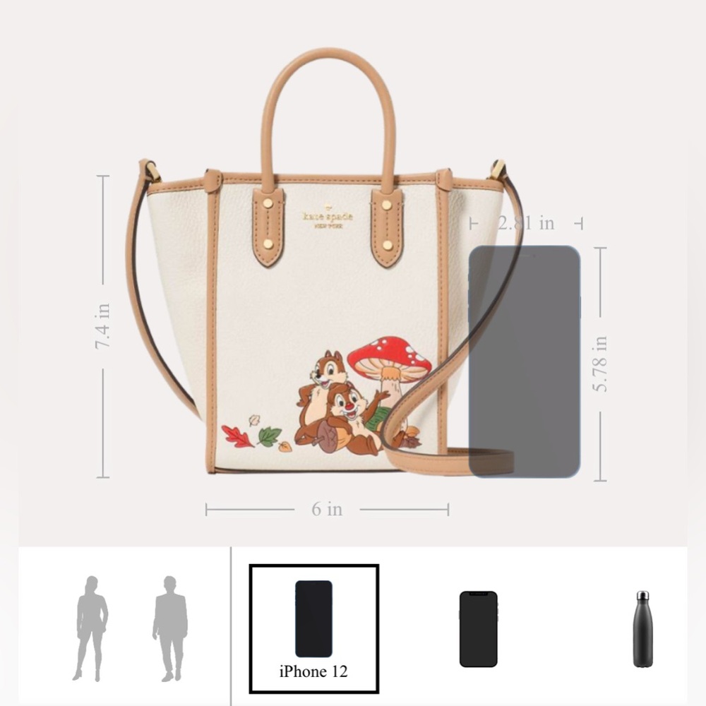 Kate Spade x Disney NWT Chip N Dale Mini Ella Tote Limited Edition - Picture 7 of 17